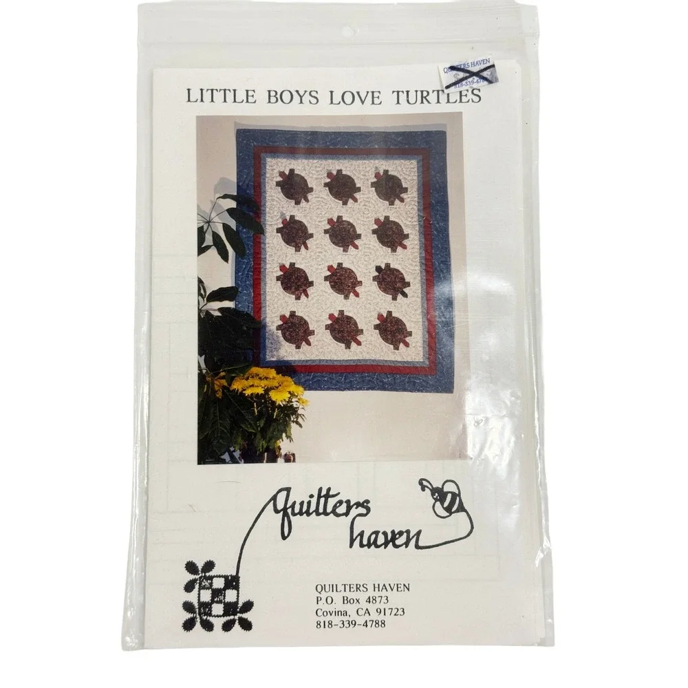 Quilters Haven Quilt Pattern Kids OS White Little Boys Love Turtles Animal DIY